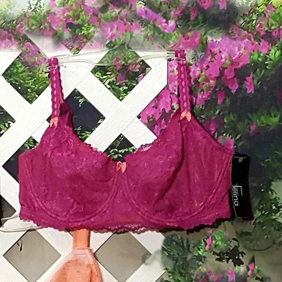 32D Felina 5894 Harlow Sheer Lace Full Bust Demi Underwire Bra NWT - Picture 6 of 11